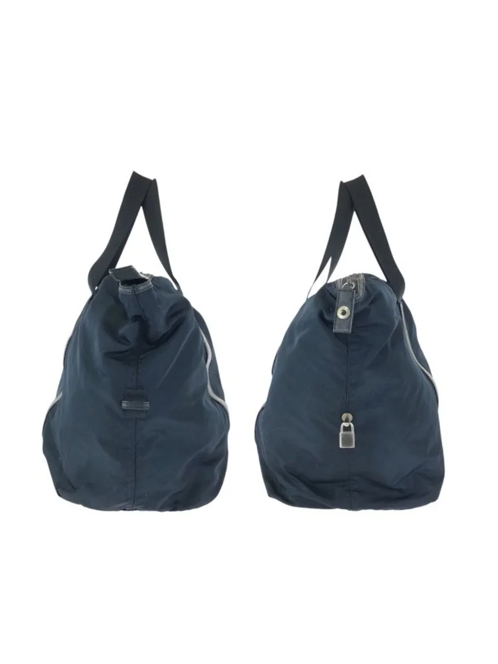 Prada Tessuto Saffiano Navy Nylon Leather Boston